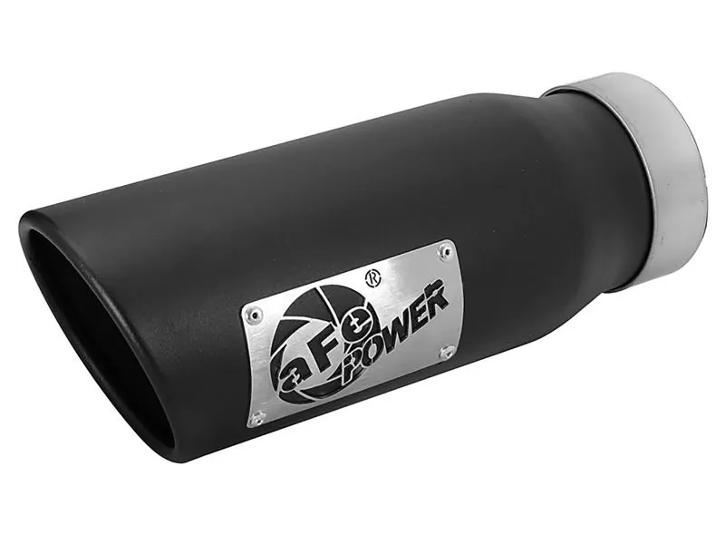 aFe POWER Mach Force-Xp 409 Stainless Steel Clamp-on Exhaust Tip Black Left Side Exit 3-1/2" Inlet x 4-1/2" Outlet x 12" L - 49T35452-B12