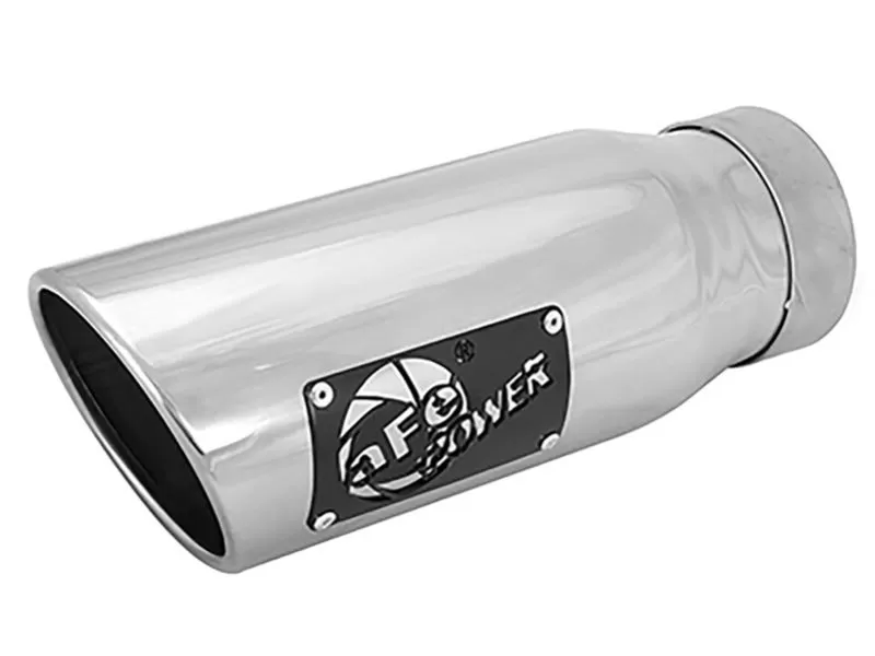 aFe POWER Mach Force-Xp 304 Stainless Steel Clamp-on Exhaust Tip Polished Left Side Exit 3-1/2" Inlet x 4-1/2" Outlet x 12" L - 49T35452-P12