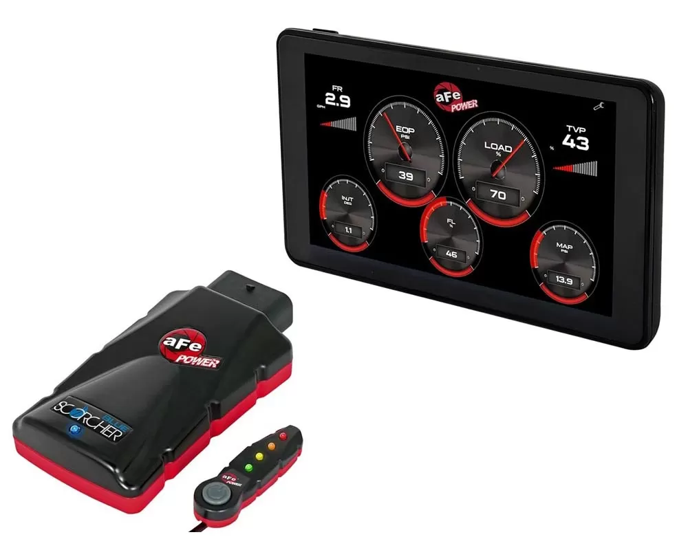 aFe POWER SCORCHER BLUE Bluetooth Power Module & AGD Advanced Gauge Display Monitor Combo - 77-82012-AGD