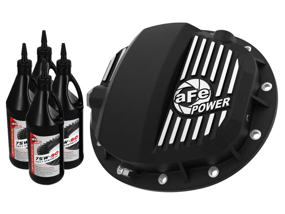 aFe POWER Pro Series Rear Differential Black Cover w/ Machined Fins & Gear Oil GM Truck 2019-2020 - 46-71141B