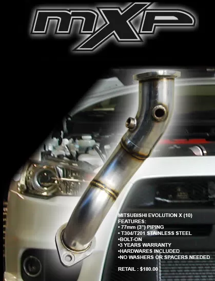 MXP Stainless Pre-Cat Downpipe Mitsubishi Evolution X 2008-2012 - MXDPCZ4A