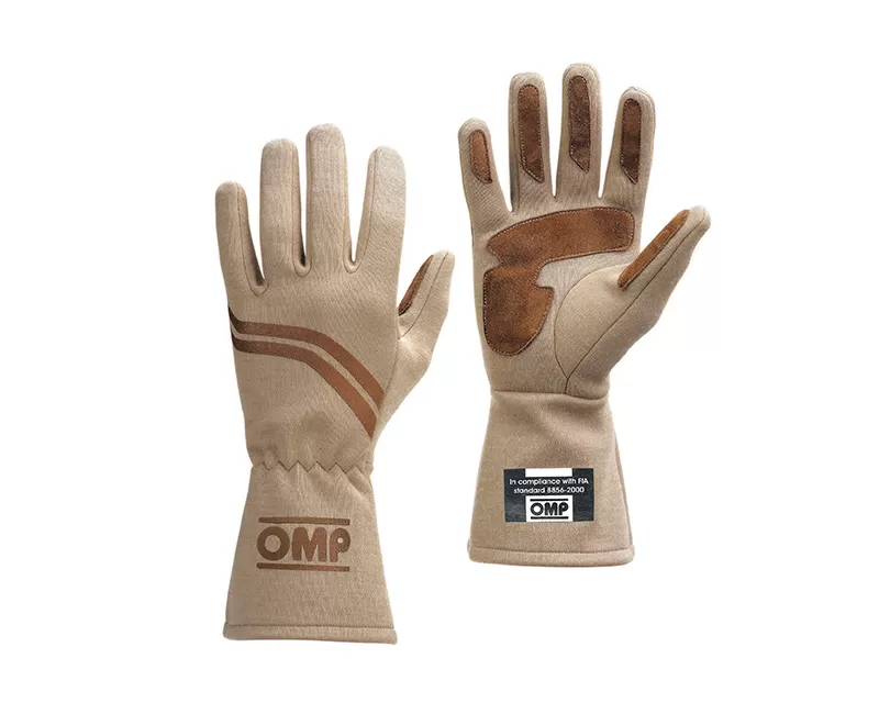 OMP Racing Brown Dijon Racing Gloves | M - IB0-0746-B01-028-M