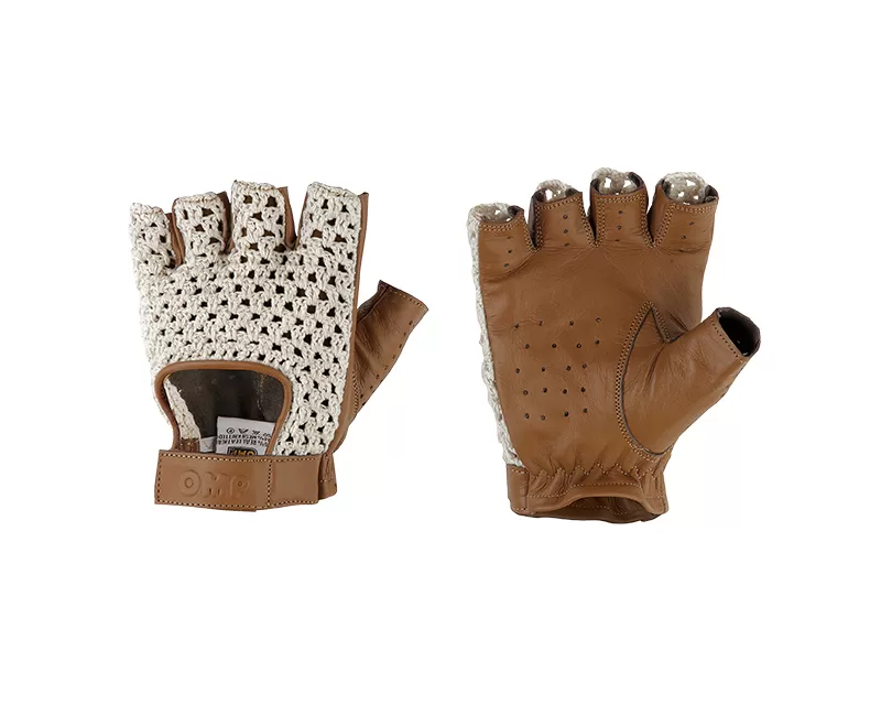 OMP Racing Cream and Brown Tazio Racing Gloves | S - IB0-0747-A01-010-S