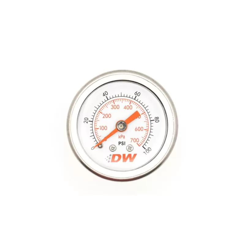 DeatschWerks White Face Fuel Pressure Gauge with DW Logo - 6-01-G