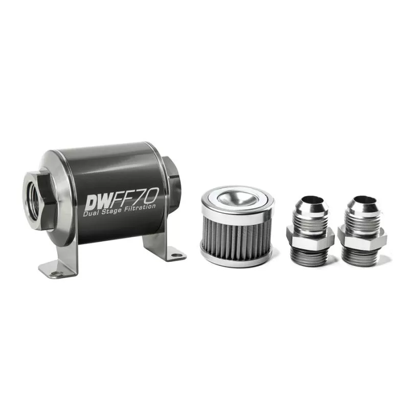 DeatschWerks -10AN, 40 micron, 70mm In-line fuel filter kit - 8-03-070-040K-10