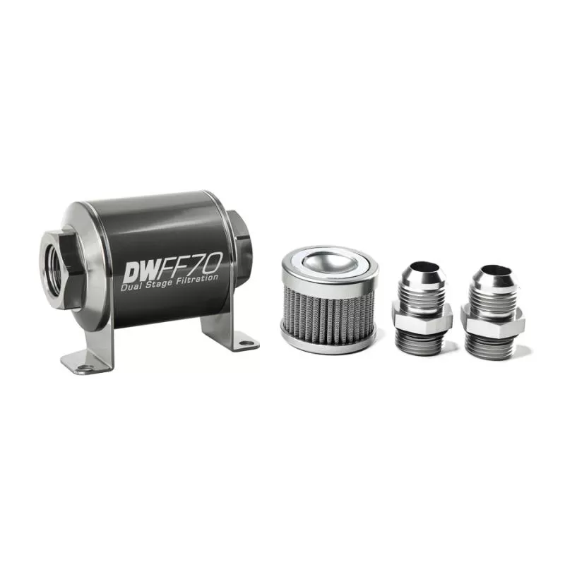 DeatschWerks -10AN, 100 micron, 70mm In-line fuel filter kit - 8-03-070-100K-10