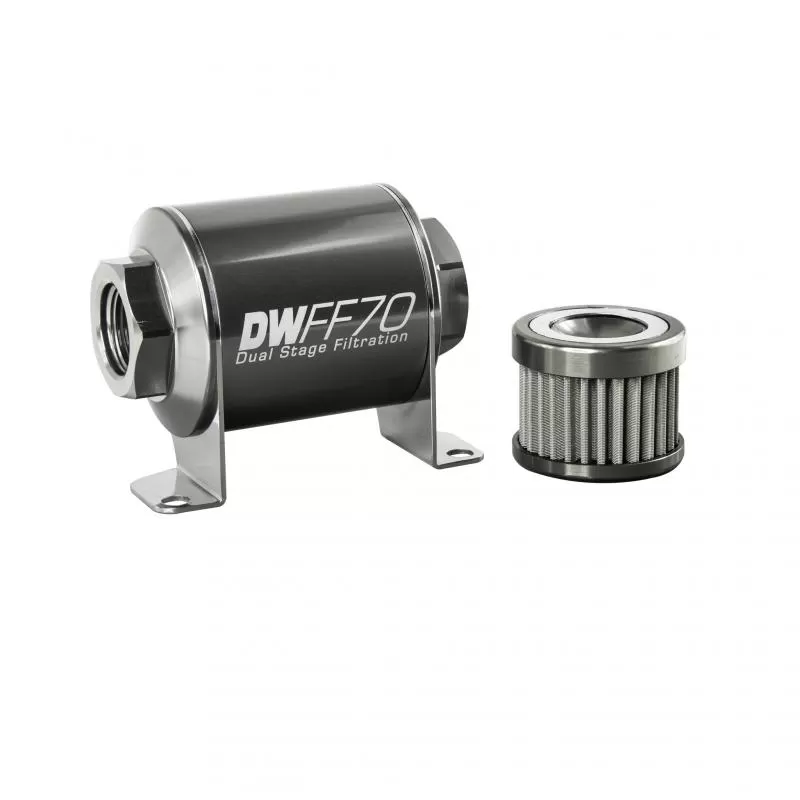 DeatschWerks -10AN Female, 100 micron, 70mm In-line fuel filter kit - 8-03-070-100K