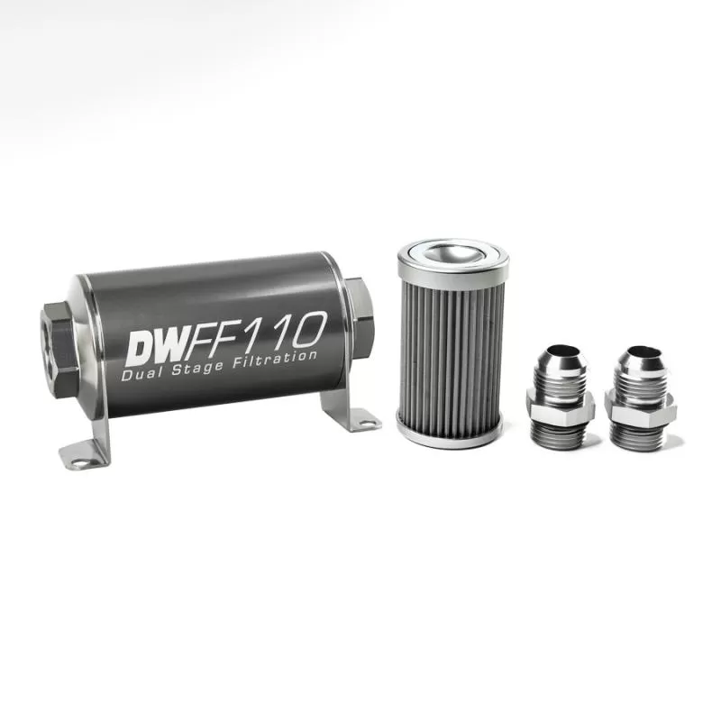 DeatschWerks -10AN, 40 micron, 110mm In-line fuel filter kit - 8-03-110-040K-10