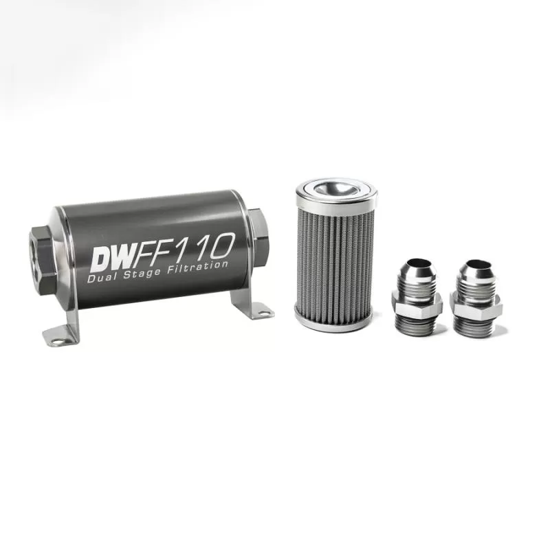 DeatschWerks -10AN, 100 micron, 110mm In-line fuel filter kit - 8-03-110-100K-10