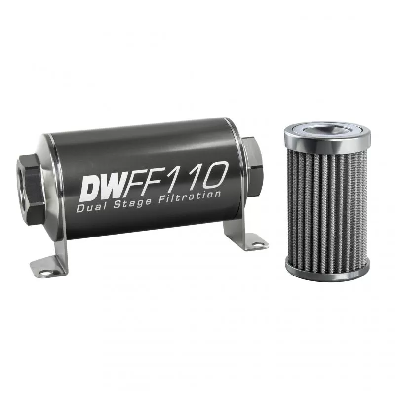 DeatschWerks -10AN Female, 40 micron, 110mm In-line fuel filter kit - 8-03-110-100K