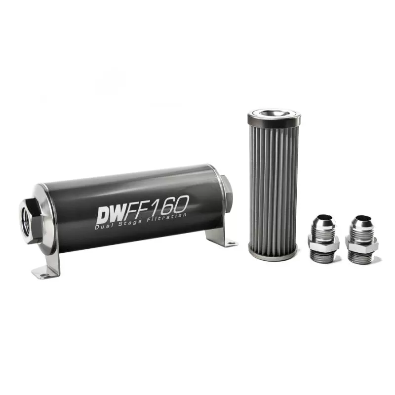 DeatschWerks -10AN, 40 micron, 160mm In-line fuel filter kit - 8-03-160-040K-10