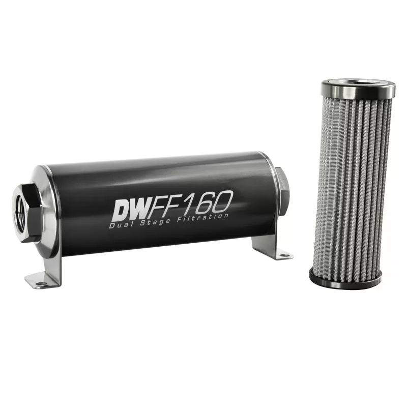 DeatschWerks -10AN Female, 100 micron, 160mm In-line fuel filter kit - 8-03-160-100K