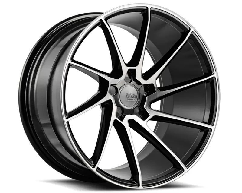 Savini di Forza Machined Black with Black Lip BM15 Right Wheel 20x10 5x114.3 20mm - BM15-20100545M2079R