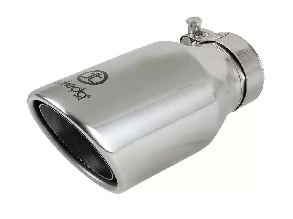 Takeda Universal Clamp-on Exhaust Tip Polished 2-1/2 IN Inlet x 4 IN Outlet x 8 IN L - 49T25404-P08