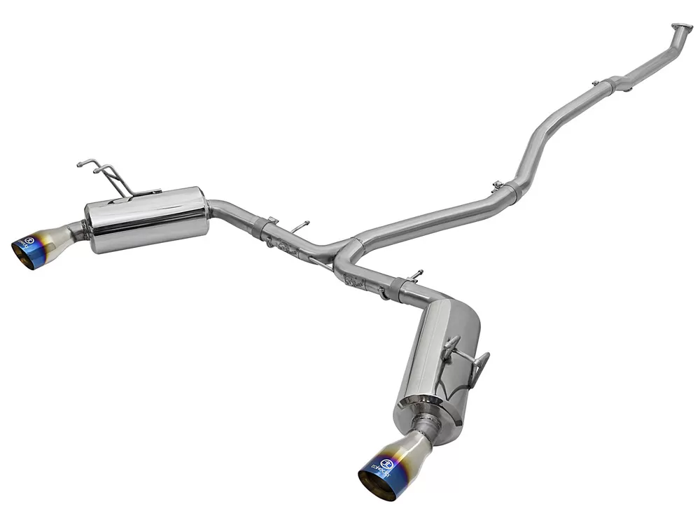 Takeda 2-1/2" - 2-1/4" 304 Stainless Dual-Exit Catback Exhaust System w/ Blue Flame Tips Honda Civic 2016-2021 - 49-36615-L