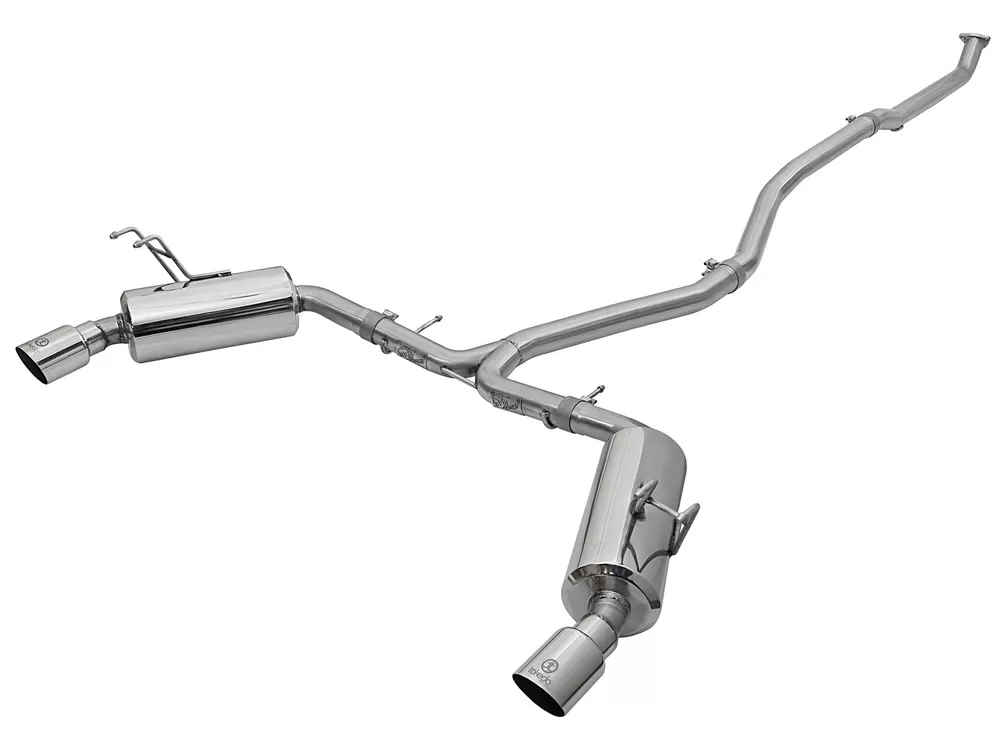 Takeda 2-1/2" - 2-1/4" 304 Stainless Dual-Exit Catback Exhaust System w/ Polished Tips Honda Civic 2016-2021 - 49-36615-P