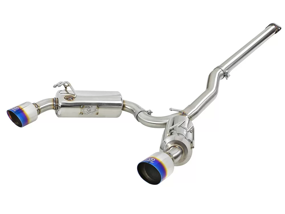 Takeda 3" - 2-1/2" 304 Stainless Catback Exhaust System w/ Blue Flame Tips Mitsubishi Lancer Evolution X 2008-2015 - 49-36701-L