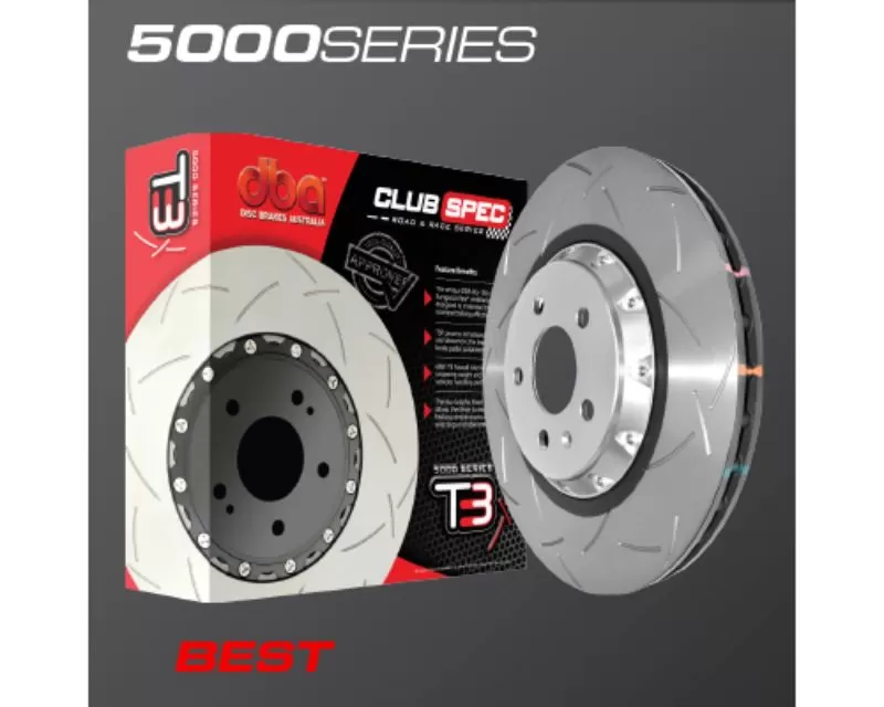 DBA 0Front Slotted 5000 Series 2 Piece Rotor Assembled w/Black Hat Mitsubishi Evo 8 03-05 - 52218BLKS