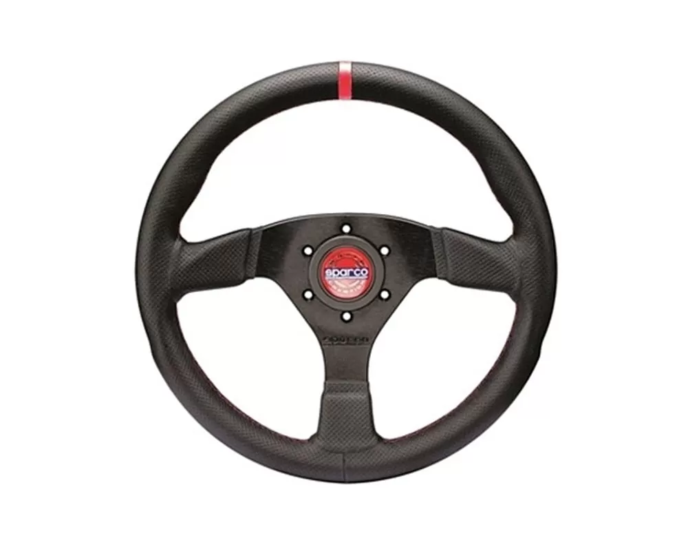 Sparco R383 Champion Steering Wheel Red Stitching Black - 015R383PLUNRS