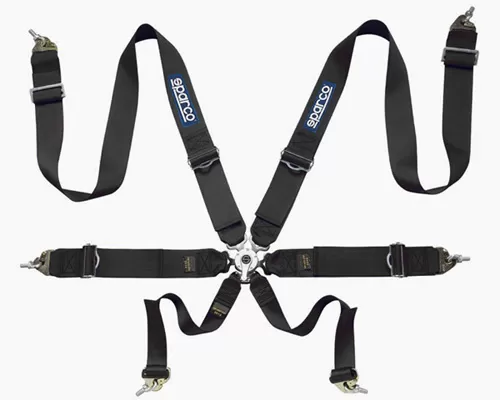Sparco Competition 6-Point Pull Up Style Harness Black - 04827BMNR