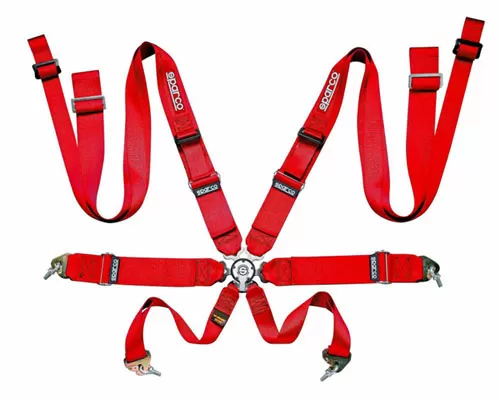 Sparco 8-Point Red Competition Double Shoulder Harness - 04827TWRS