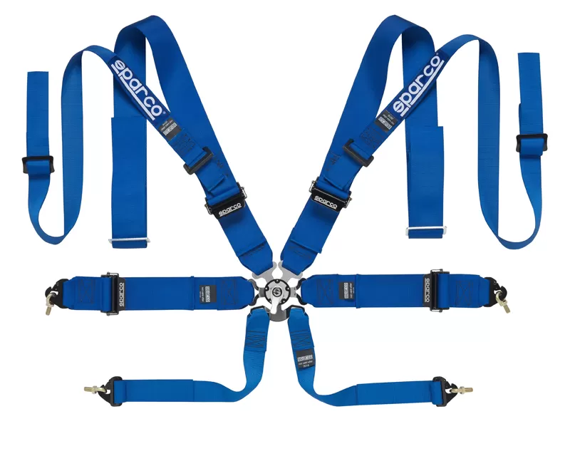 Sparco Blue Competition 8-Point Double Shoulder Harness - 04827TWAZ