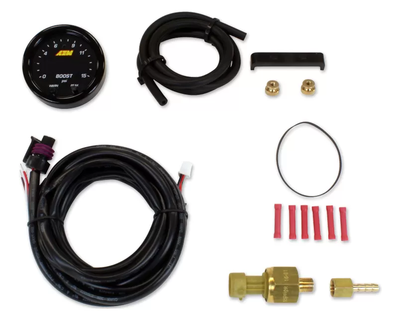 AEM Electronics X-Series Pressure Gauge 0~15psi with Black Bezel & Black Boost|Fuel Faceplate - 30-0309