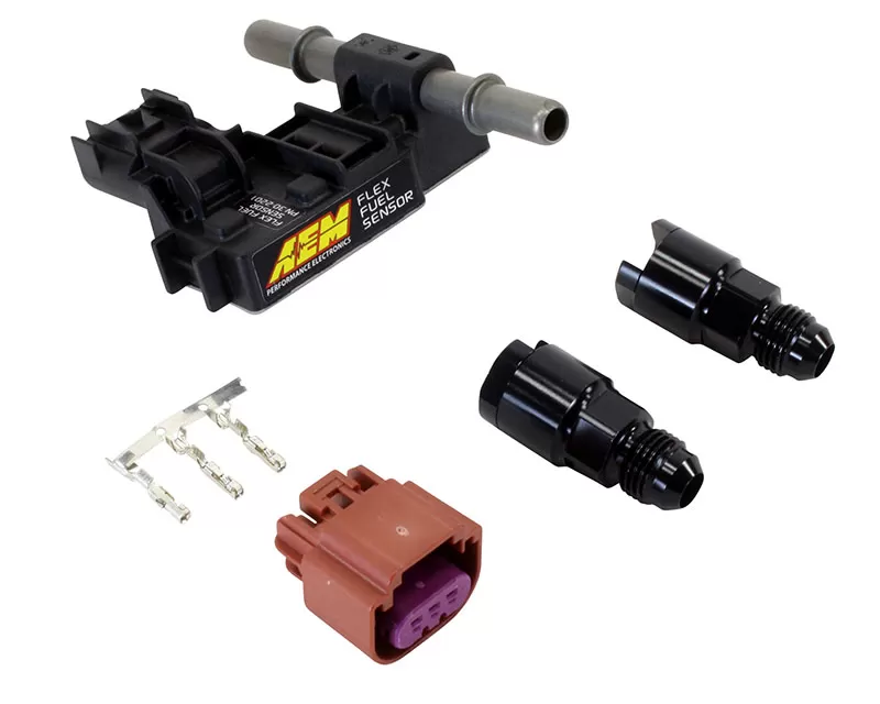 AEM Ethanol Content Flex Fuel Sensor with -6AN Fittings Kit - 30-2201