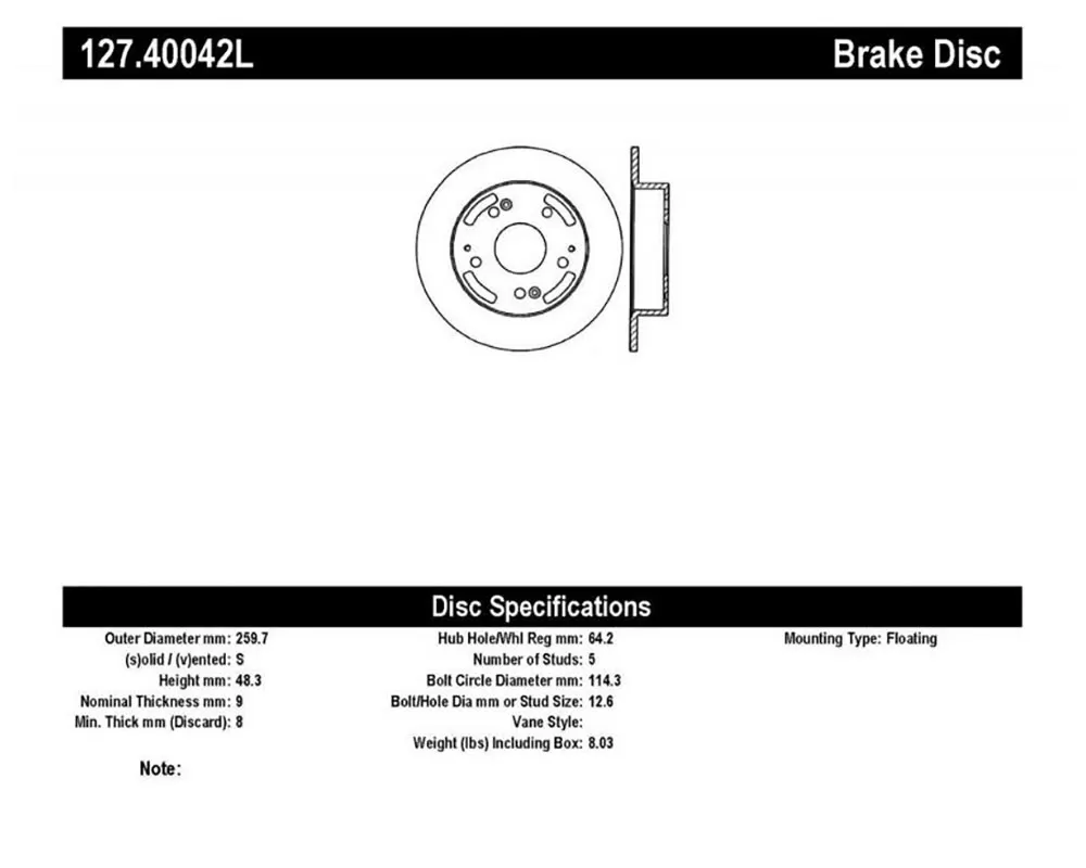 StopTech Sport Drilled/Slotted Brake Rotor Rear Left - 127.40042L