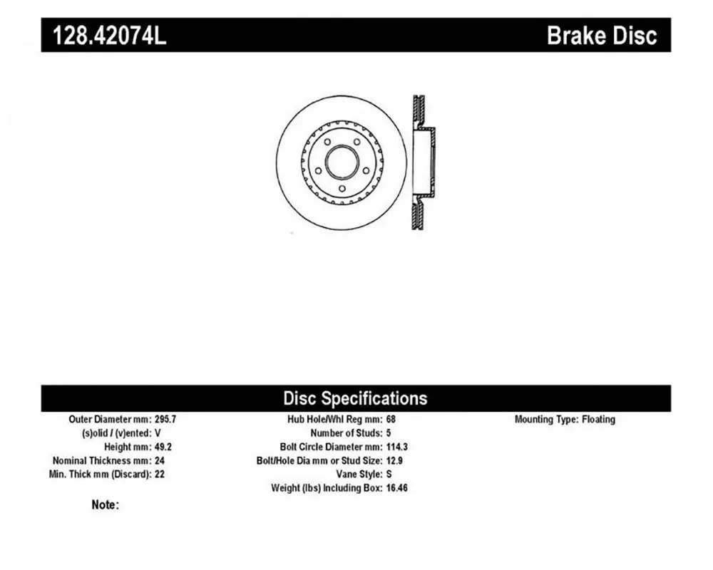 StopTech Sport Cross Drilled Brake Rotor Front Left - 128.42074L