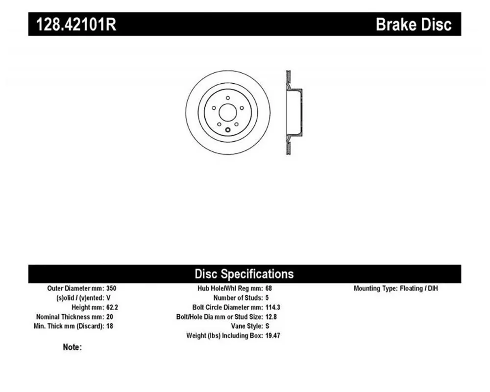 StopTech Sport Cross Drilled Brake Rotor Rear Right - 128.42101R