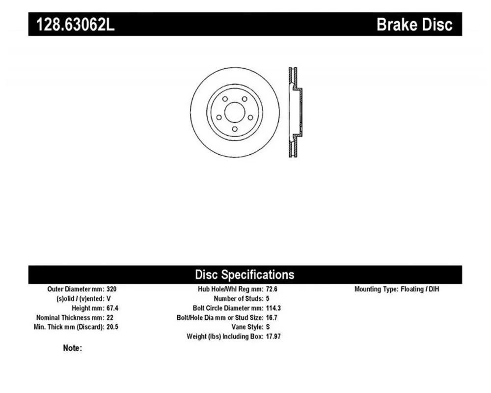 StopTech Sport Cross Drilled Brake Rotor Rear Left - 128.63062L