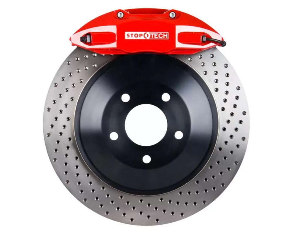 StopTech Big Brake Kit Red Caliper Drilled One-Piece Rotor Front Volkswagen Front - 82.893.5N00.72