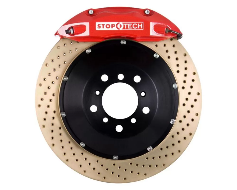 StopTech Big Brake Kit; Black Caliper; Drilled Two-Piece Rotor; Front Porsche Rear - 83.788.0046.74