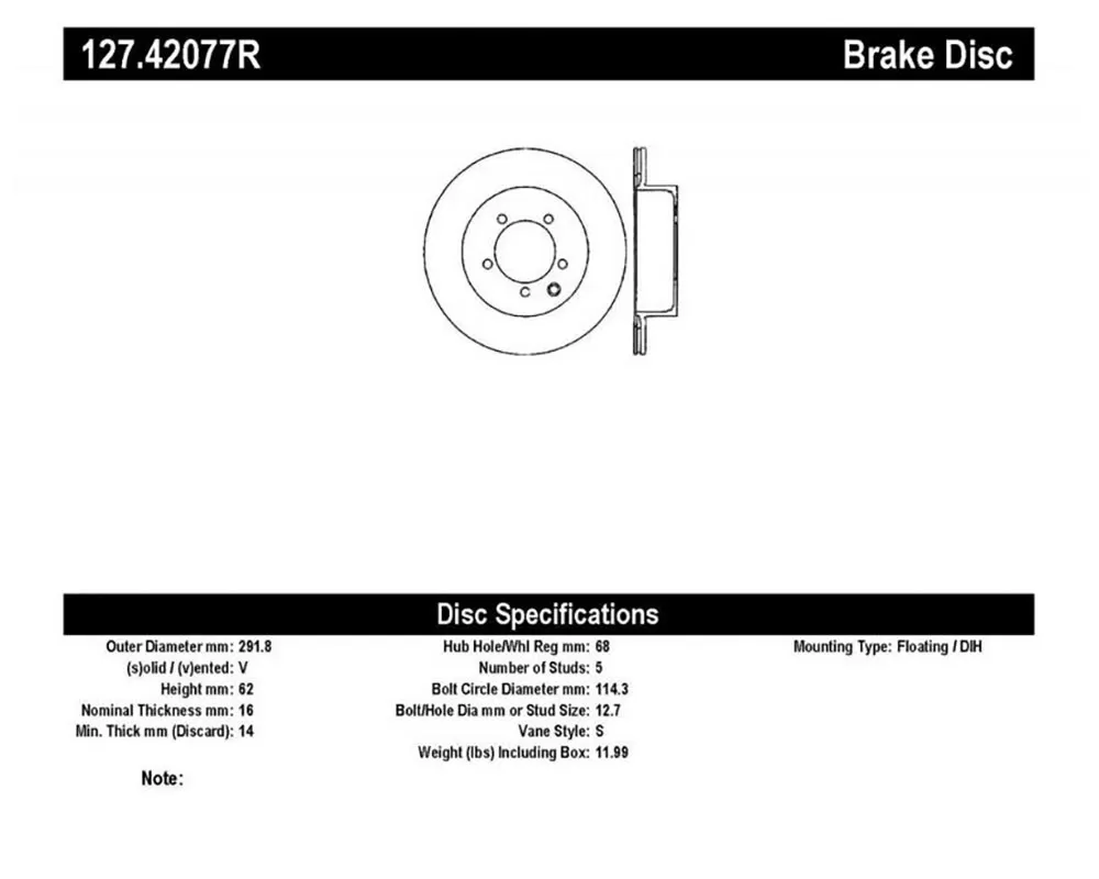 StopTech Sport Drilled/Slotted Brake Rotor Rear Right - 127.42077R