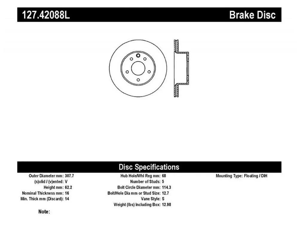 StopTech Sport Drilled/Slotted Brake Rotor Rear Left - 127.42088L