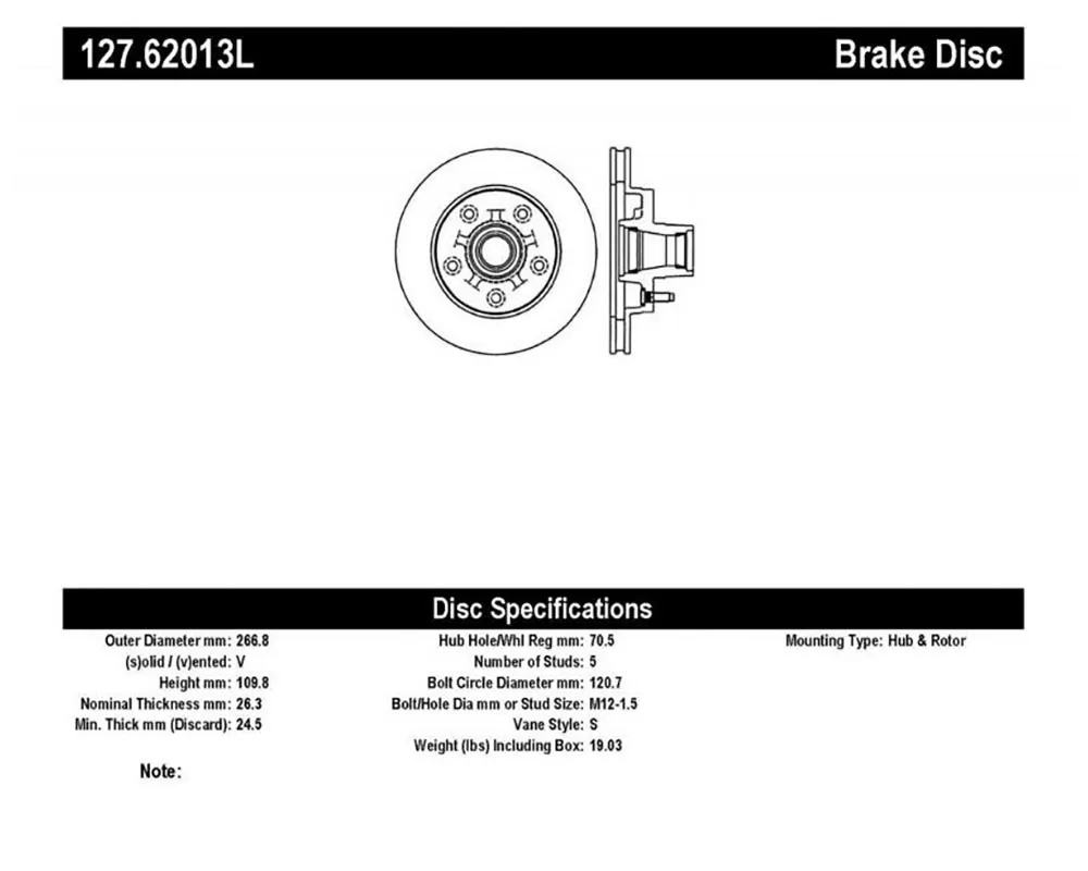 StopTech Sport Drilled/Slotted Brake Rotor Front Left - 127.62013L
