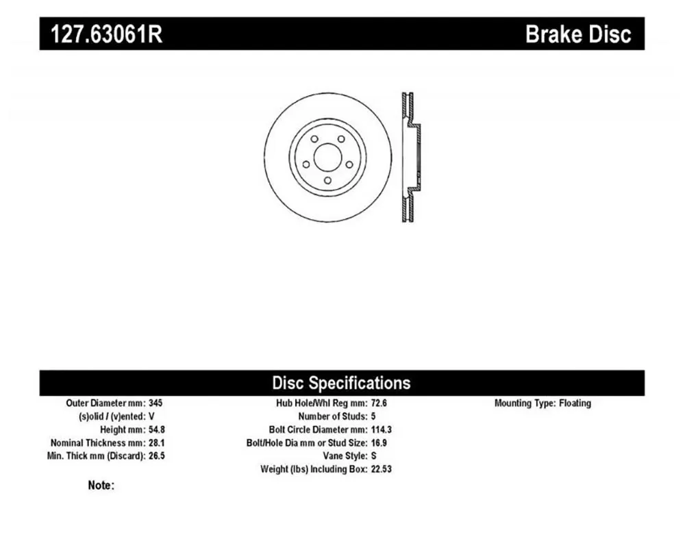 StopTech Sport Drilled/Slotted Brake Rotor Front Right - 127.63061R