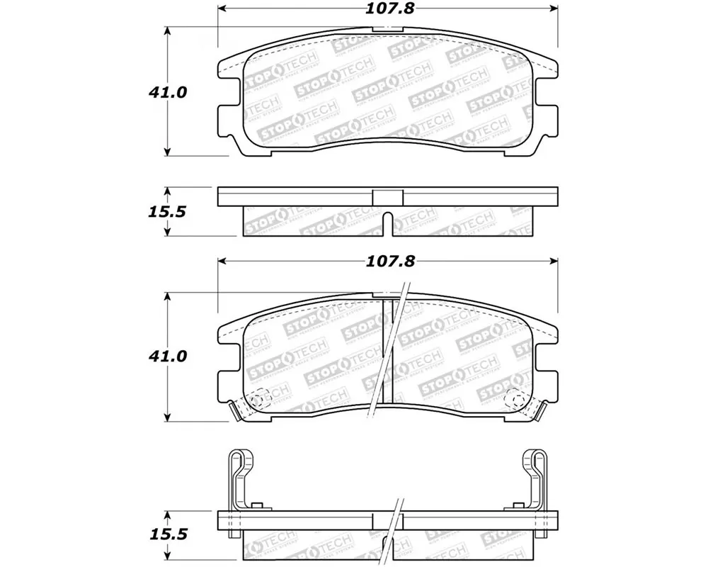 StopTech Street Brake Pads Rear with Shims and Hardware Rear - 308.03831