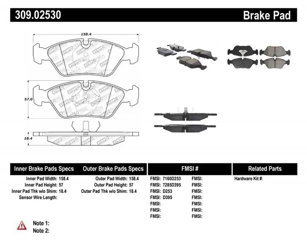 StopTech Sport Brake Pads with Shims/Hardware Front - 309.02530