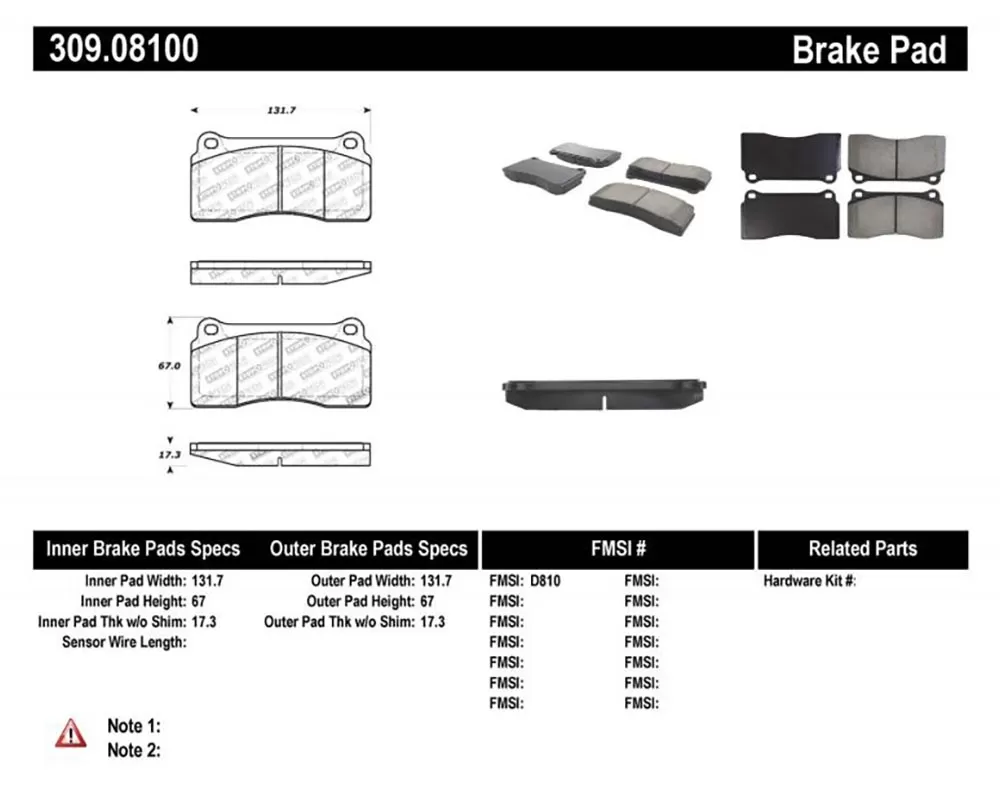 StopTech Sport Brake Pads with Shims Front - 309.08100