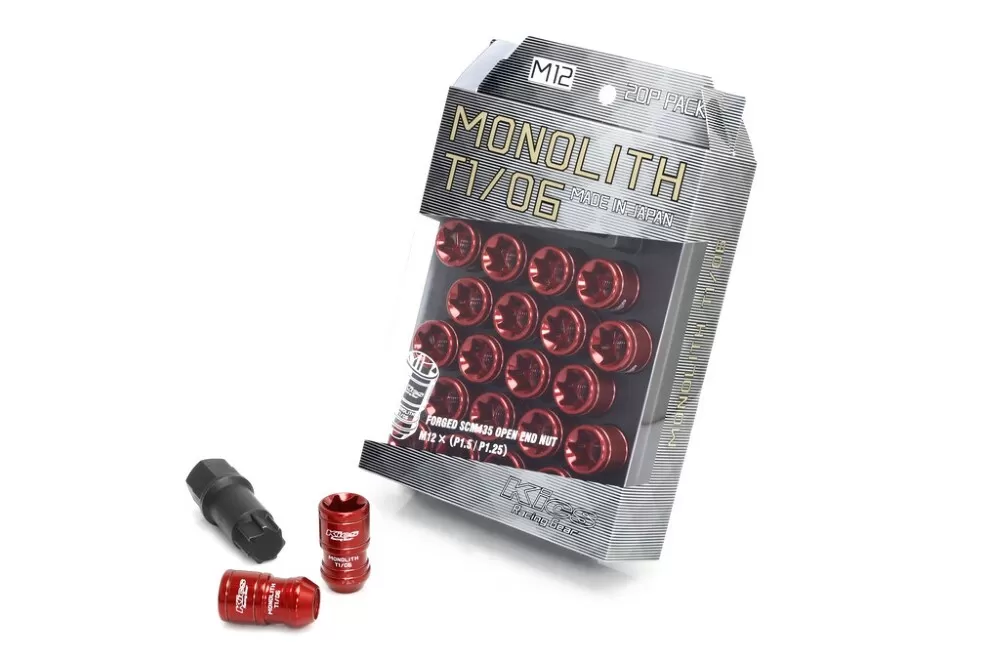 Project Kics Monolith T1/06 Red 12x1.50 Lug Nut Set - MN01R