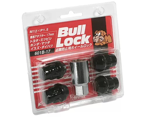 Project Kics Bull Locks Black M12x1.5 Closed End Type Wheel Locks - 601B-17