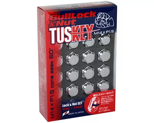 Project Kics Bull Lock Tuskey Chrome M14x1.5 Lock & Nut Set 20 Pieces - T0600