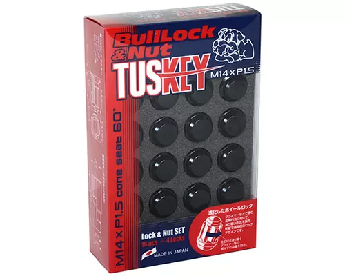 Project Kics Bull Lock Tuskey Black M14x1.5 Lock & Nut Set 20 Pieces - T0600B