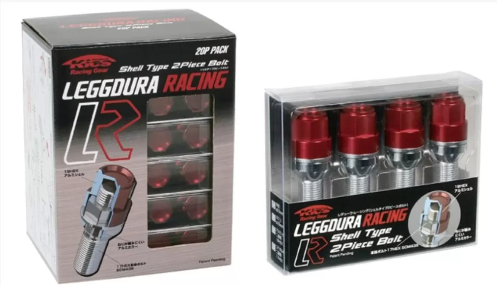 Project Kics Leggdura Racing Red 14x1.5 28mm Shell Type Bolt & Lock Set - LB028R