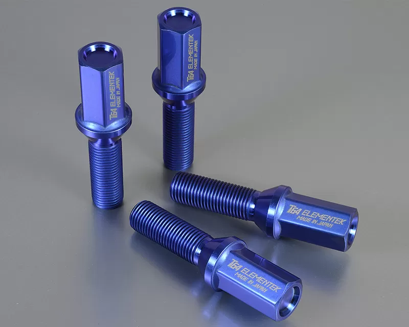 Project Kics Ti64 Elementek Titanium BlueM14x1.25 60 Deg 45mm Lug Bolts 20 Pieces - TI3545U20