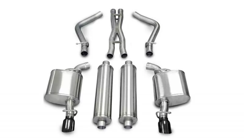 CORSA Performance 2.5" Catback Exhaust Dual Rear Exit with Single 3.5" Black PVD Pro-Series Tips Chrysler 300 | Dodge Charger/Magnum R/T No Hitch 2005-2010 - 14439BLK