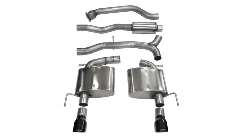 CORSA Performance 3.0" Catback Exhaust Dual Rear Exit with Single 4.0" Black PVD Pro-Series Tips Cadillac ATS 2013-2019 - 14888BLK