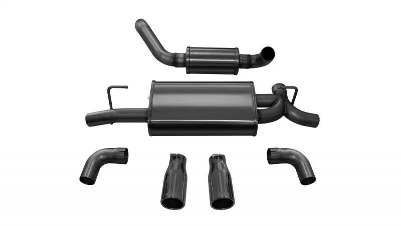 CORSA Performance 2.5" Axleback Exhaust Dual Rear Exit with Single 3.5" Straight Cut Tips Jeep Wrangler JL 2018-2020 - 21016BLK